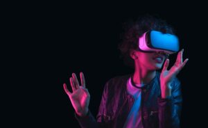 A lady with VR object