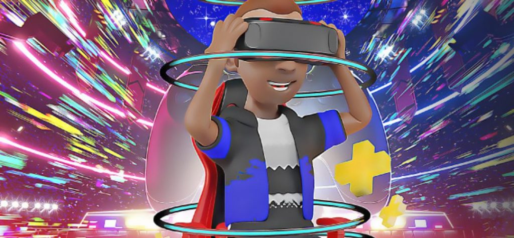 A man is sitting on chair with VR on face