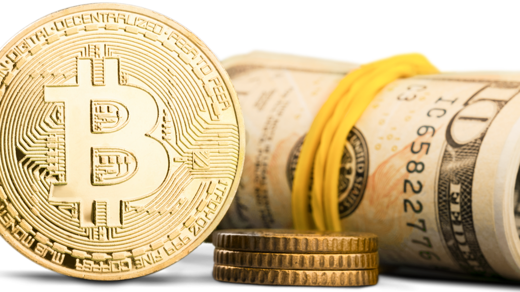 Bitcoin and a bundle of cash