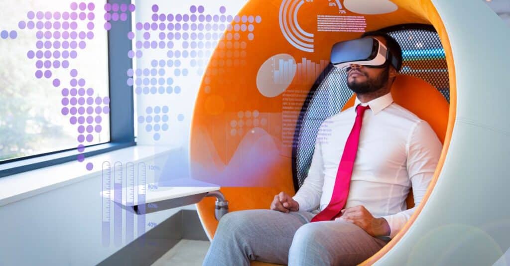 a man wearing VR set